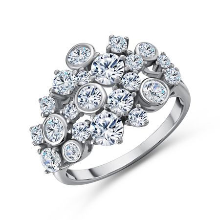 Серебряное кольцо с фианитами и родированием 1620₽