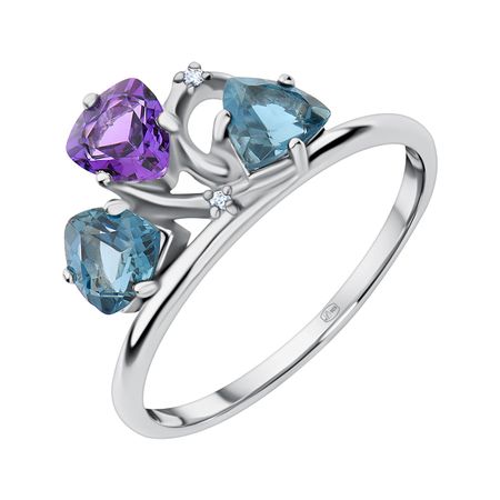Серебряное кольцо с аметистом и Londоn топазами с фианитами 1090₽
