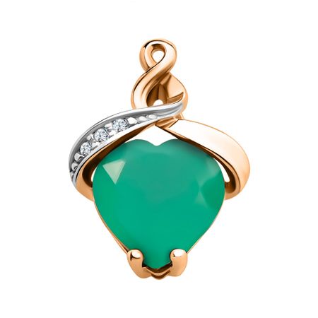 Золотая подвеска с агатом и фианитами с родированием 12490₽