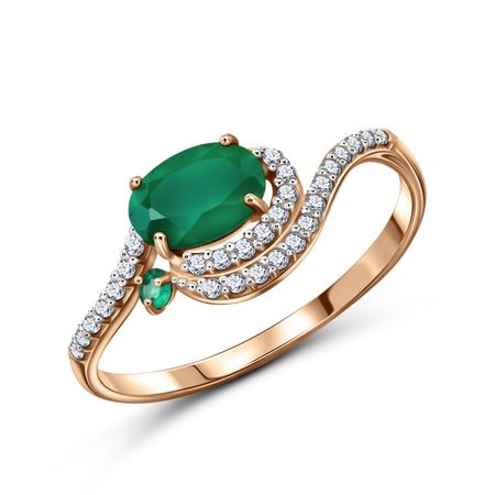 Золотое кольцо с агатами и фианитами с родированием 23990₽