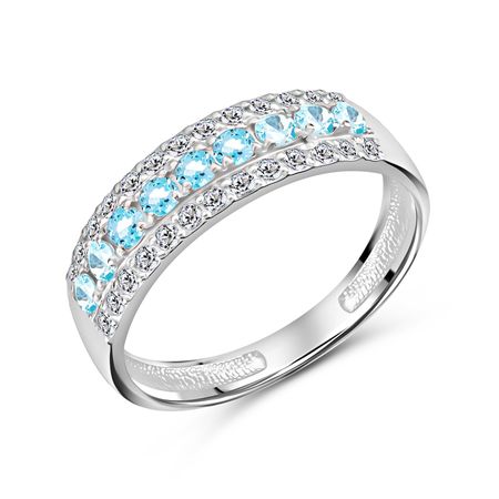 Серебряное кольцо с топазами и фианитами с родированием 770₽