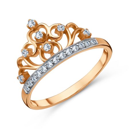 Кольцо Корона из золота с фианитами 42130₽