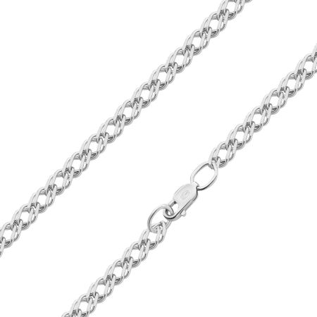 Серебряная цепочка Двойной ромб с алмазной гранью и родированием 5490₽