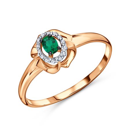 Золотое кольцо с изумрудом и бриллиантами 33990₽