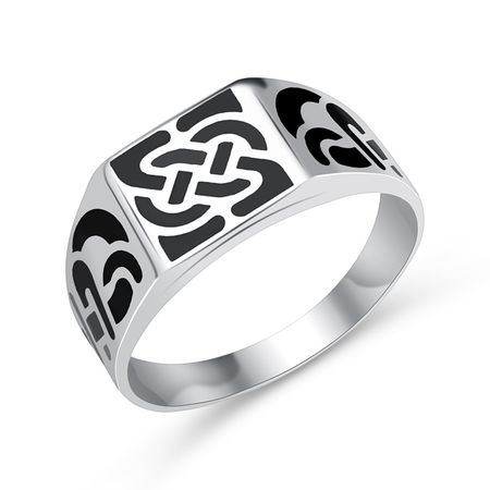 Серебряная печатка с эмалью и родированием 2590₽