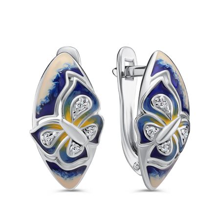 Серебряные серьги с эмалью и фианитами 1990₽