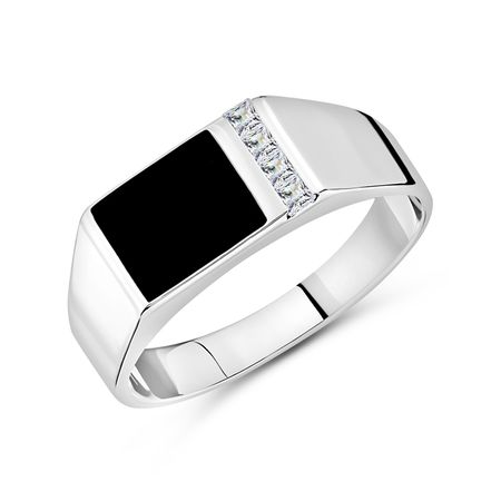 Серебряная печатка с эмалью и фианитами с родированием 3500₽