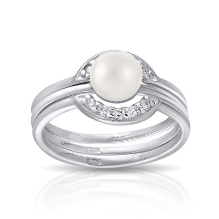 Кольцо SOKOLOV из серебра с жемчугом и фианитами 870₽