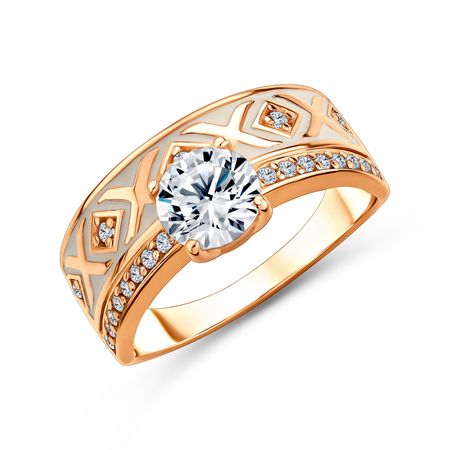 Серебряное кольцо с эмалью и фианитами с позолотой 990₽