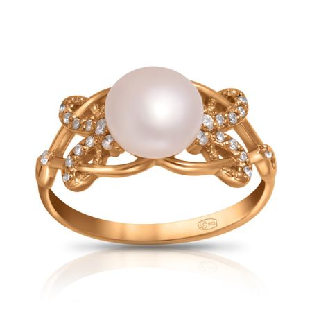 Кольцо из серебра с жемчугом и фианитами 890₽