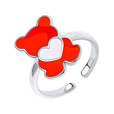 Серебряное кольцо Мишка с эмалью и родированием 1290₽