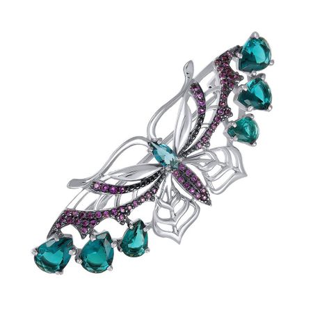 Брошь Бабочка из серебра с топазами и фианитами 4400₽
