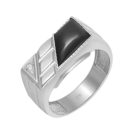 Серебряная печатка с ониксом и фианитами 3000₽