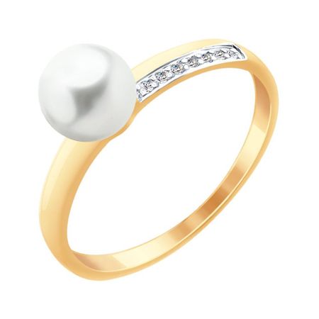 Кольцо детское SOKOLOV из золота с жемчугом и фианитами 17990₽