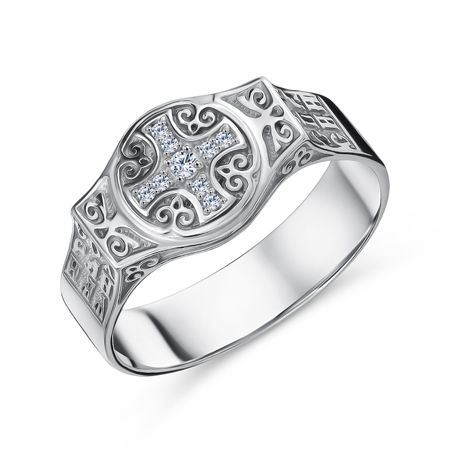 Серебряный перстень с фианитами и родированием 2790₽