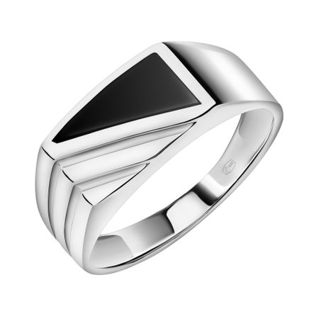 Серебряная печатка с эмалью и родированием 3000₽