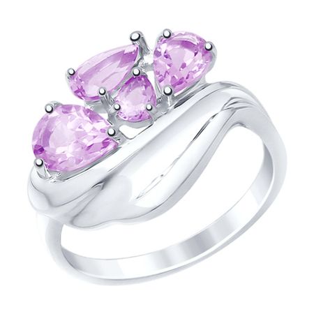 Серебряное кольцо с аметистами и родированием 1690₽