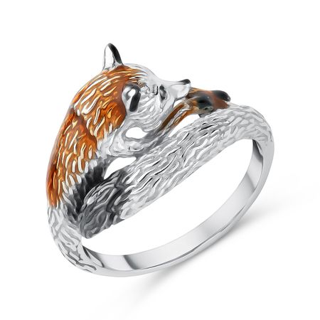 Серебряное кольцо Лиса с эмалью и родированием 2490₽
