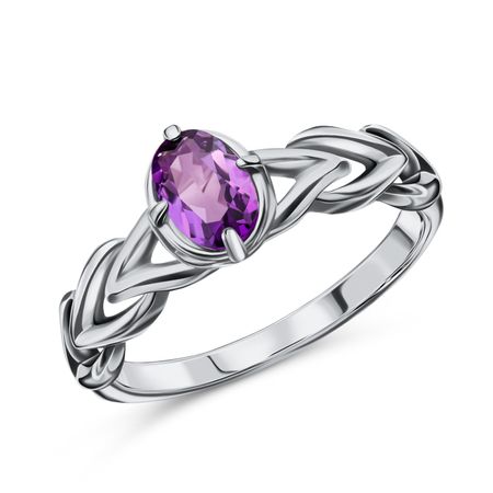 Серебряное кольцо с аметистом и родированием 1190₽