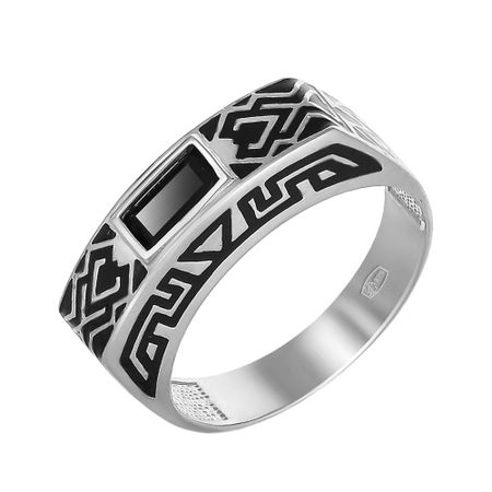 Серебряная печатка с агатом и эмалью 3790₽