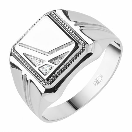 Кольцо-печатка из серебра с фианитом 5000₽