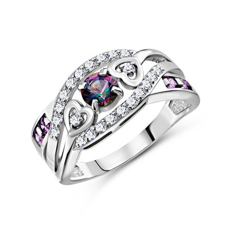 Серебряное кольцо с аметистами и фианитами 2490₽