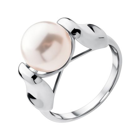 Серебряное кольцо с жемчугом и родированием 1350₽