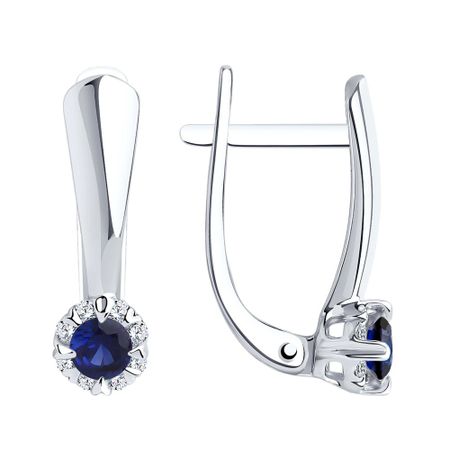 Золотые серьги с сапфирами и бриллиантами с родированием 92990₽