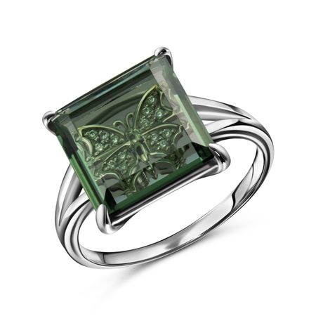 Серебряное кольцо с алпанитом и фианитами с родированием 990₽