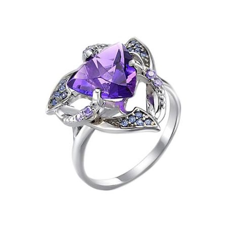 Кольцо из серебра с аметистом и фианитами 1990₽