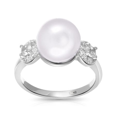 Кольцо из серебра с жемчугом и фианитами 830₽