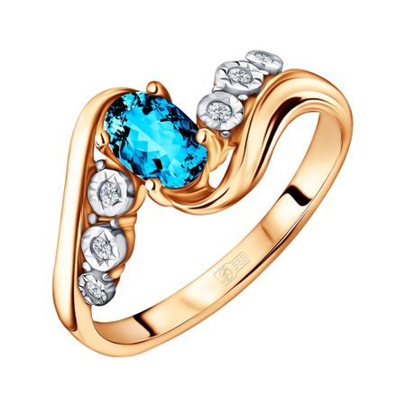 Золотое кольцо с топазом и бриллиантами 22990₽