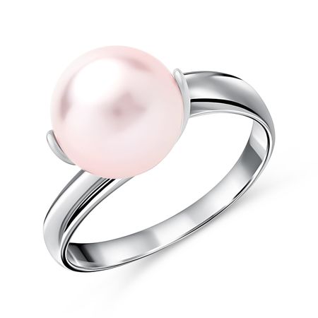 Серебряное кольцо с жемчугом SWAROVSKI и родированием 1160₽