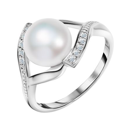 Кольцо из серебра с жемчугом и фианитами 1890₽