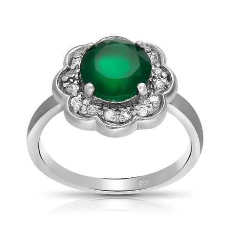 Кольцо из серебра с агатом и фианитами 1590₽