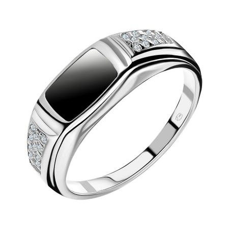 Кольцо-печатка SOKOLOV из серебра с эмалью и фианитами 1500₽