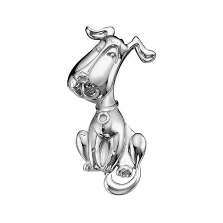 Серебряная брошь Собака с родированием 1650₽