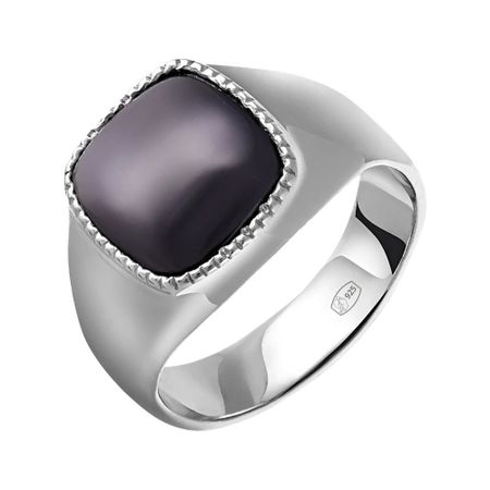 Серебряная печатка с ониксом и родированием 3990₽