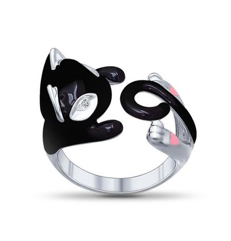 Кольцо SOKOLOV Кошка из серебра с эмалью и фианитами 1490₽