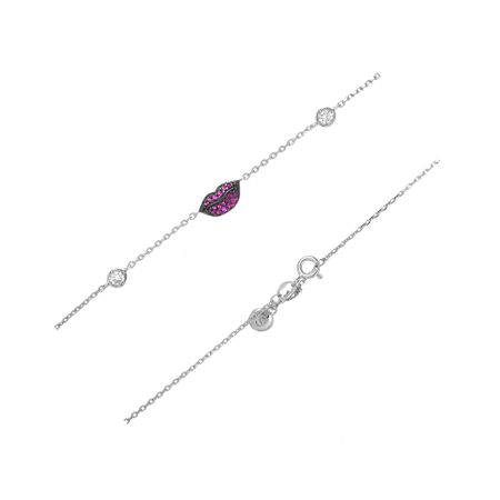 Серебряный браслет на ногу с фианитами и родированием 1190₽