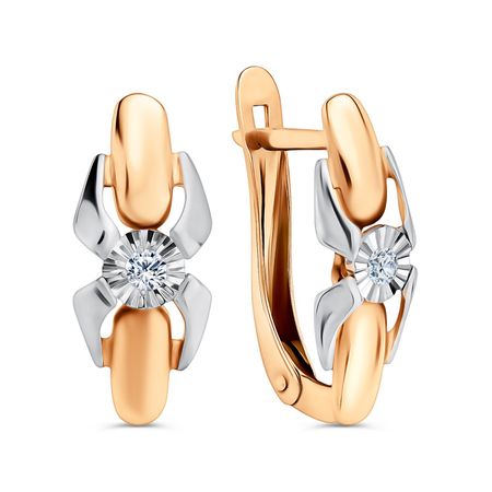 Золотые серьги с бриллиантами и родированием с алмазной гранью 40490₽