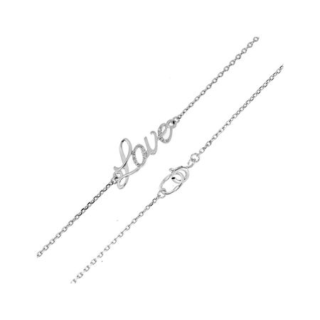 Серебряный браслет LOVE с фианитами и родированием 590₽