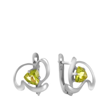 Серебряные серьги с хризолитами и родированием 2080₽