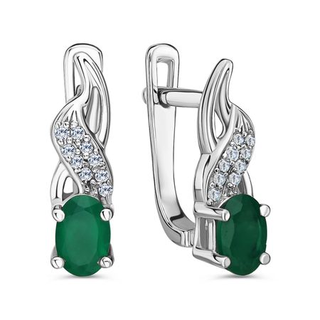 Серебряные серьги с ониксом и фианитами 3690₽