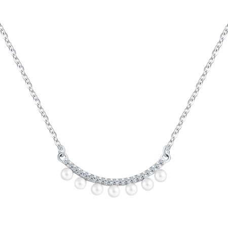Серебряное колье с жемчугом и фианитами 1990₽