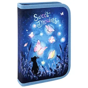 Пенал 1отд. "Sweet dreams" с наполнением, 21*14см,1 отк. планка, 24 предмета.