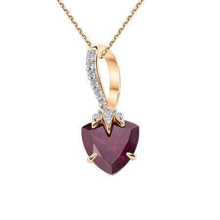 Золотая подвеска с гранатом и фианитами 10490₽