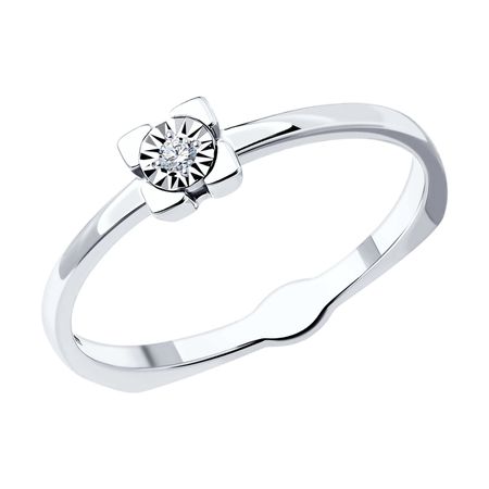 Золотое кольцо с бриллиантом и алмазной гранью с родированием 44990₽