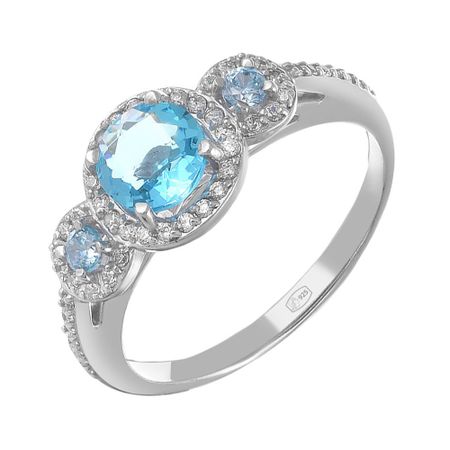 Серебряное кольцо с ювелирным стеклом и фианитами 1200₽