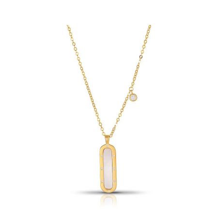 Серебряное колье с перламутром и фианитами с позолотой 1190₽